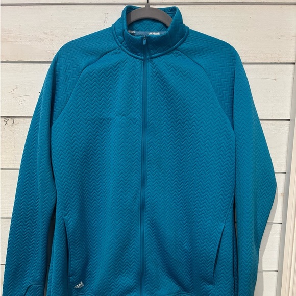 Adidas Women's Textured Layer Long Sleeve Full Zip Jacket Aqua 
Blue Size L - Picture 4 of 9